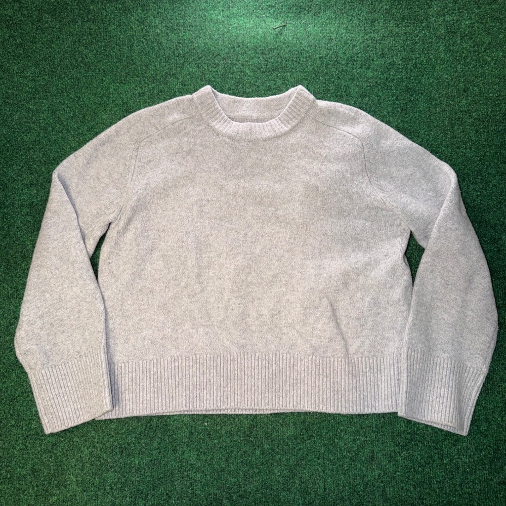 Abercrombie & Fitch Womens Gray Crew Neck Ribbed Hem Knit Sweater Size S